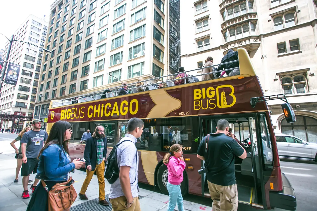 Big Bus open-top double-decker on the Chicago Red Route