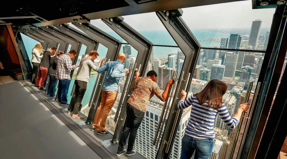 View from Skydeck Chicago observation deck across the Loop