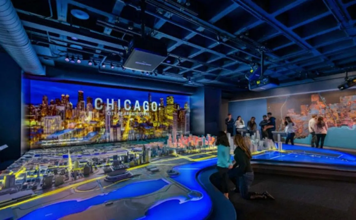 Chicago Architecture Center docent narrating the First Lady river cruise